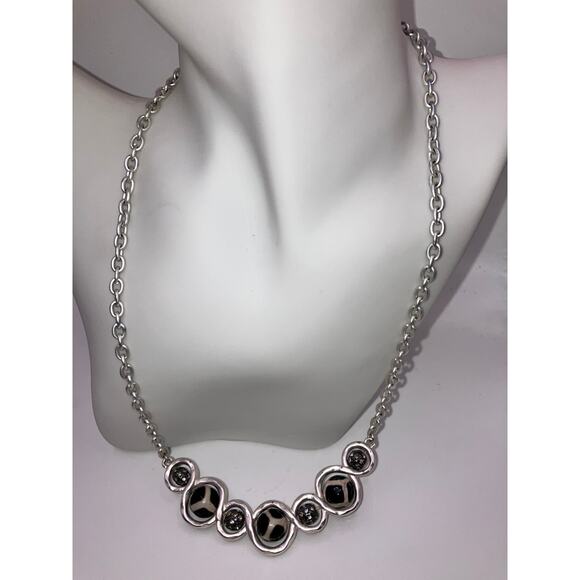 Black, White & Silver Rhinestone Beads Faceted Modern 23.5" Necklace! - Picture 5 of 8